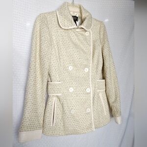 Victoria's Secret Jacket Cream Jacquard Tweed Gold Tinsel Shimmer Small